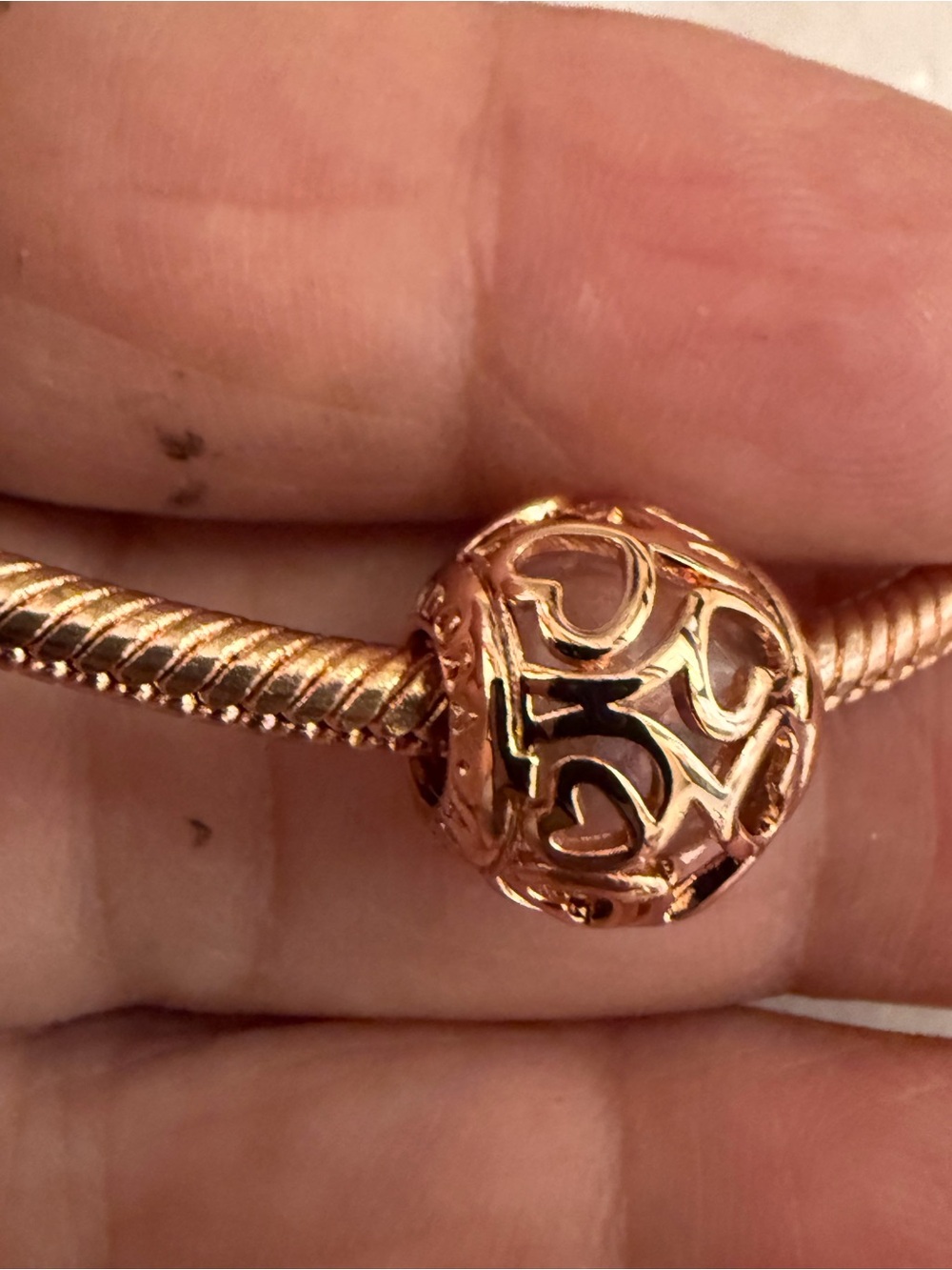 Rose Gold Filigree Number Charm Bead - Women Jewelry